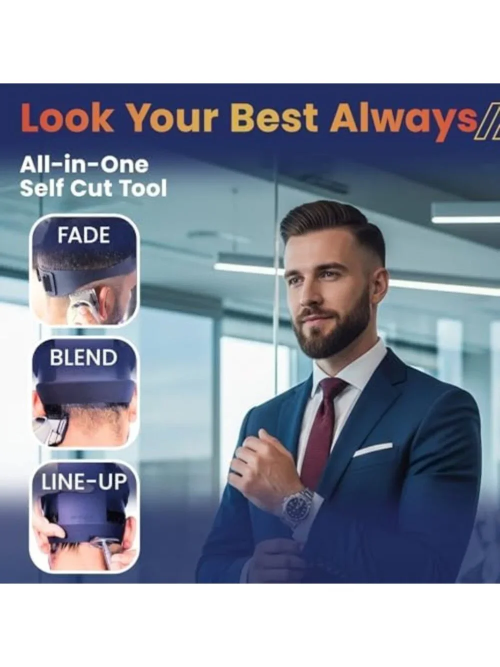 Self Haircut Kit for Men - Neckline & Fade Guide, 2-Piece Grooming Set